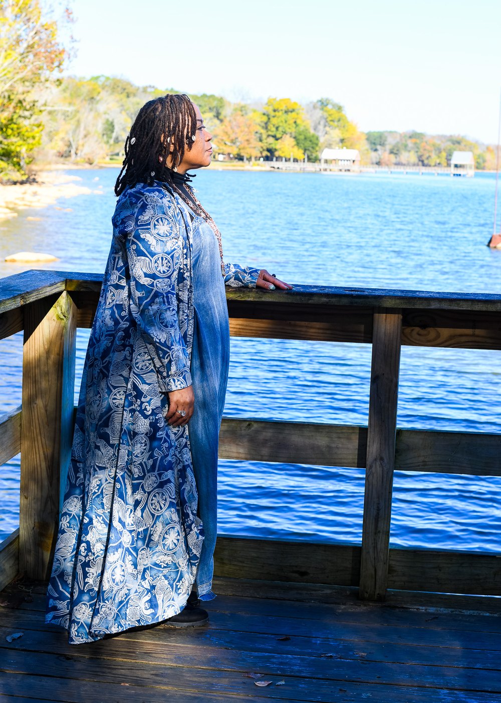 Rosilyn Hart at the lake railing
